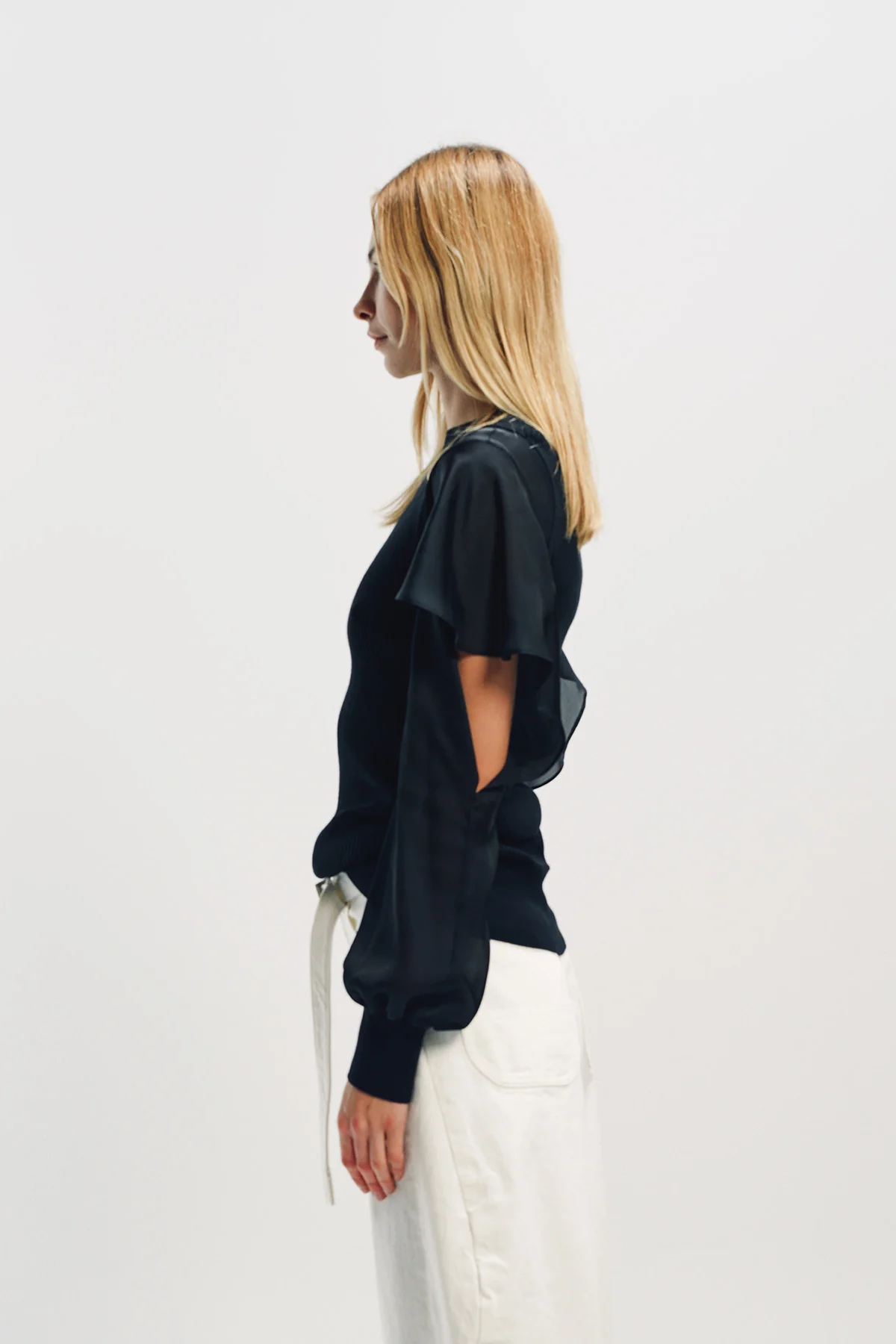 SACAI | SATIN COTTON KNIT PULLOVER - Image 3