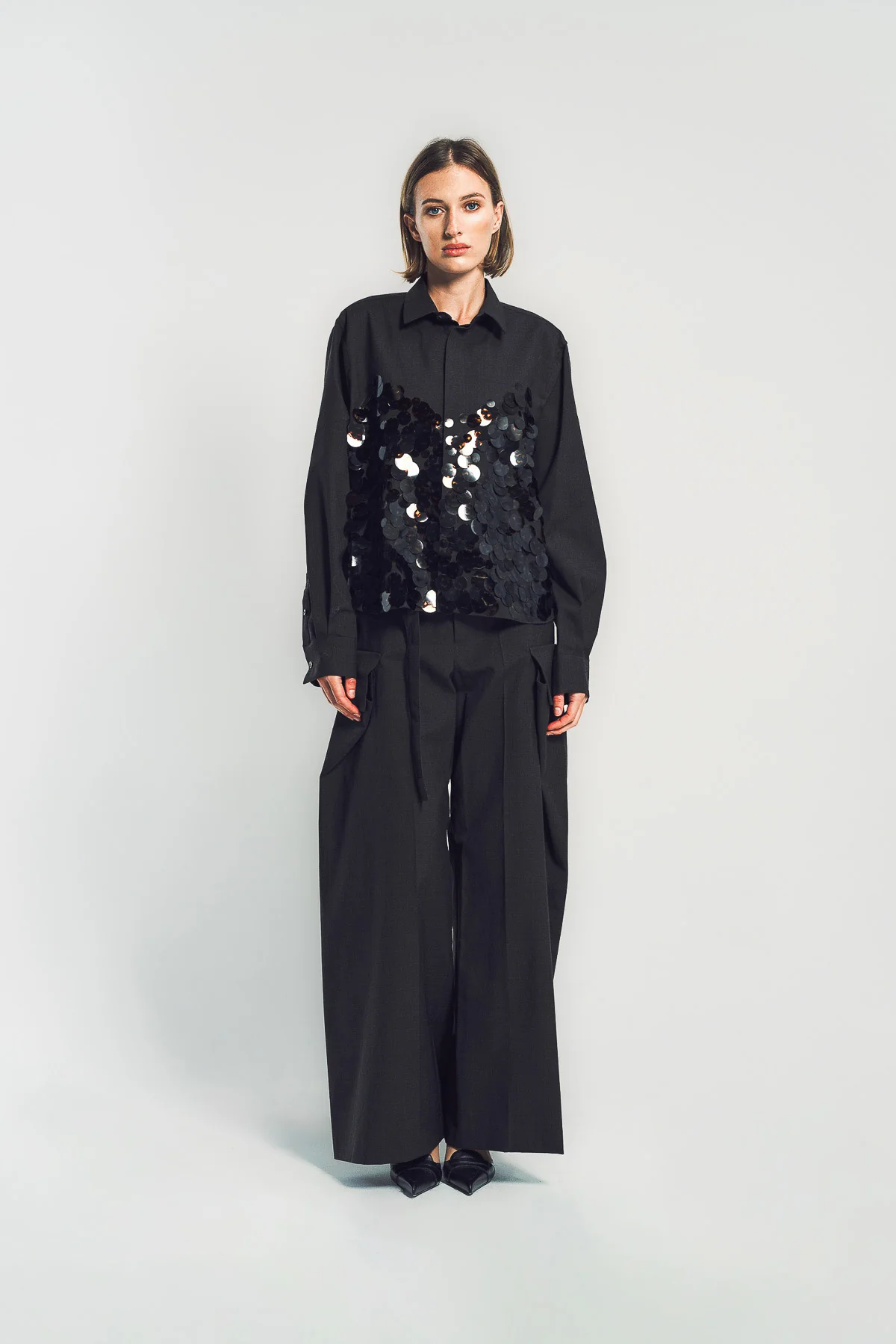 SACAI | SEQUIN LONG SLEEVE SHIRT