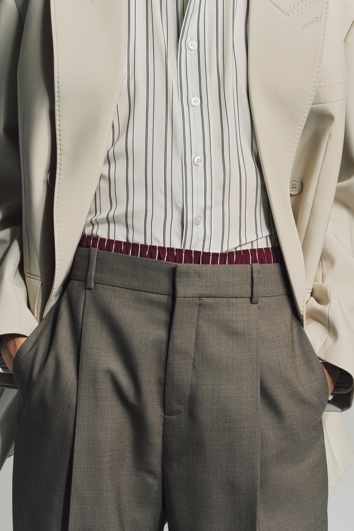 SAINT LAURENT | CASSANDRE STRIPED SHORTS - Image 2