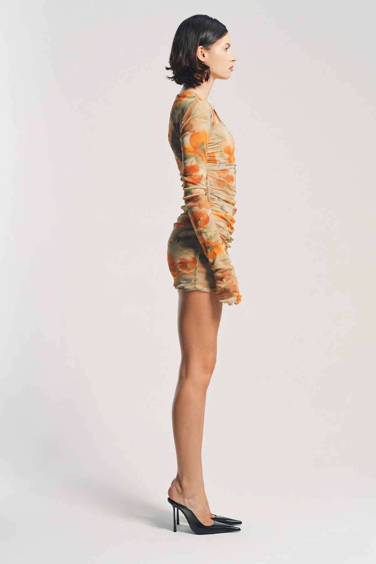 SAINT LAURENT | FLORAL RUCHED MINI DRESS - Image 5