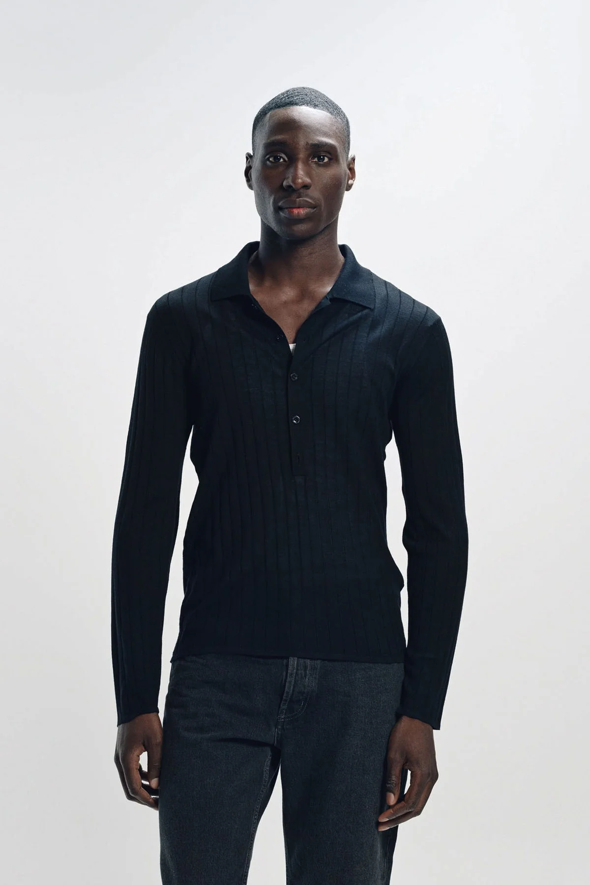 SAINT LAURENT | LONG SLEEVE POLO IN WOOL - Image 2