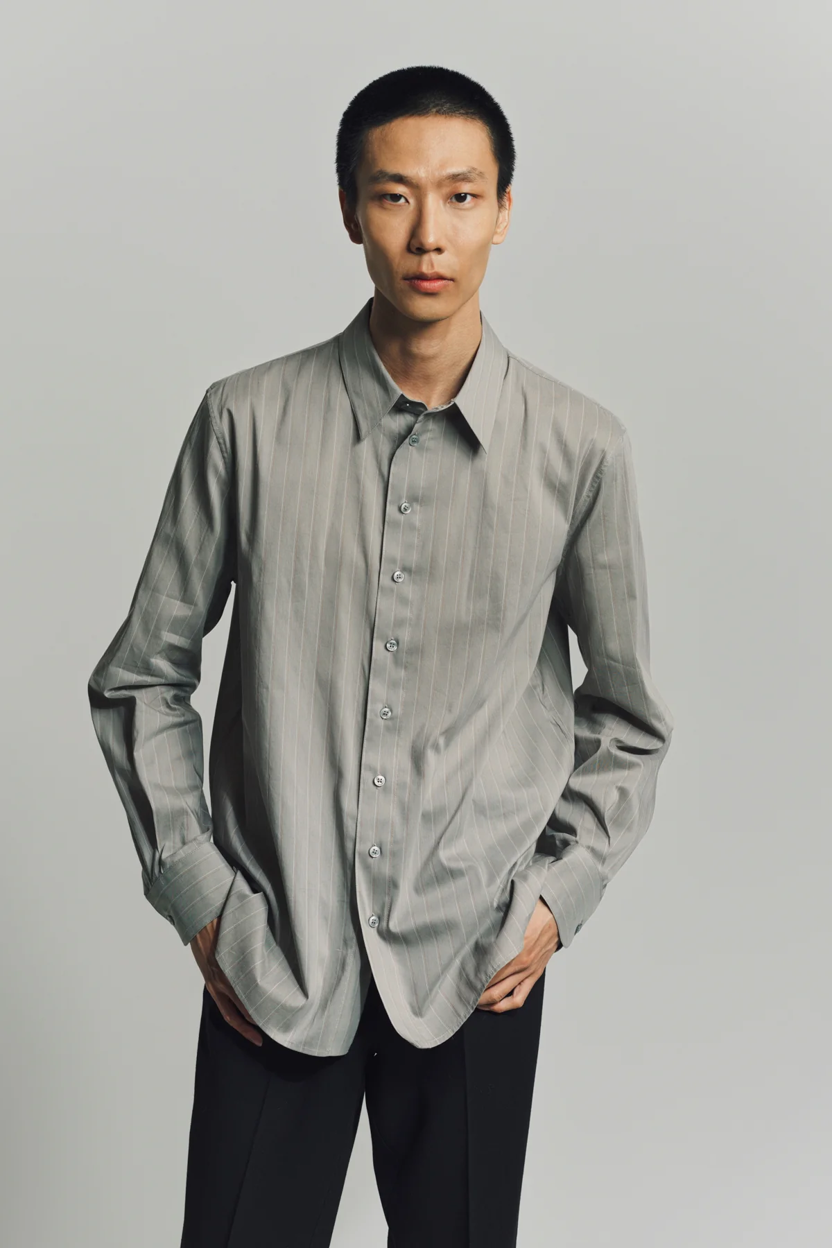 SAINT LAURENT | SHIRT IN STRIPED COTTON AND SILK VOILE - Image 2