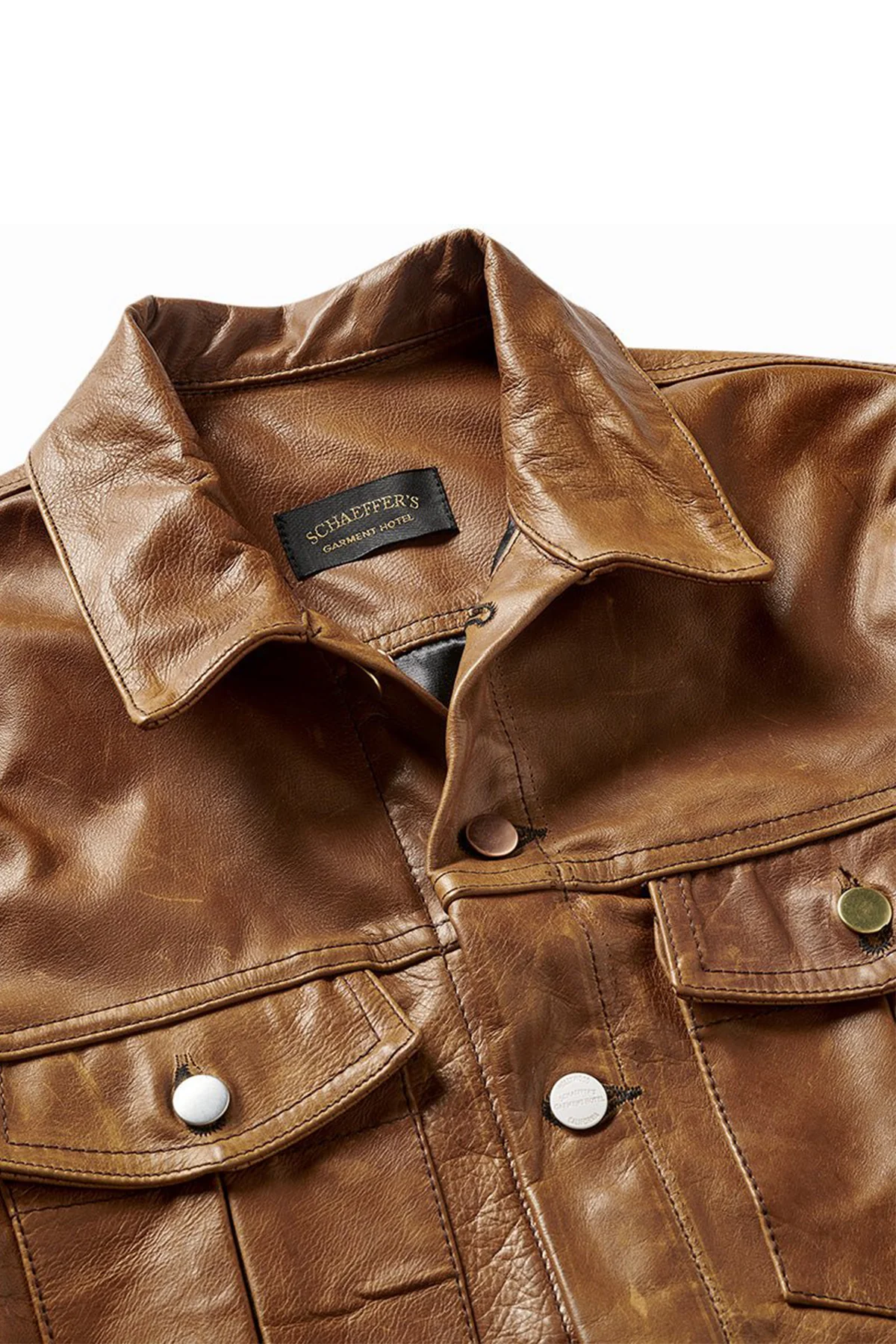 SCHAEFFER'S GARMENT HOTEL | AGED ITALIAN HANDMADE LEATHER TRUCKER JACKET - Image 4