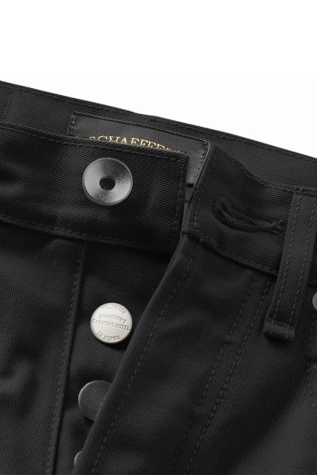 SCHAEFFER'S GARMENT HOTEL | BLACK JAPANESE STRETCH DOUBLE FRONT - 103 TALL RISE JEANS - Image 3
