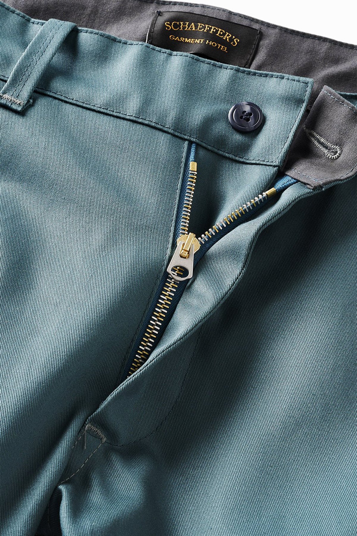 SCHAEFFER'S GARMENT HOTEL | JAPANESE WAXED CHINO PANTS IN AQUA TEAL - Image 3
