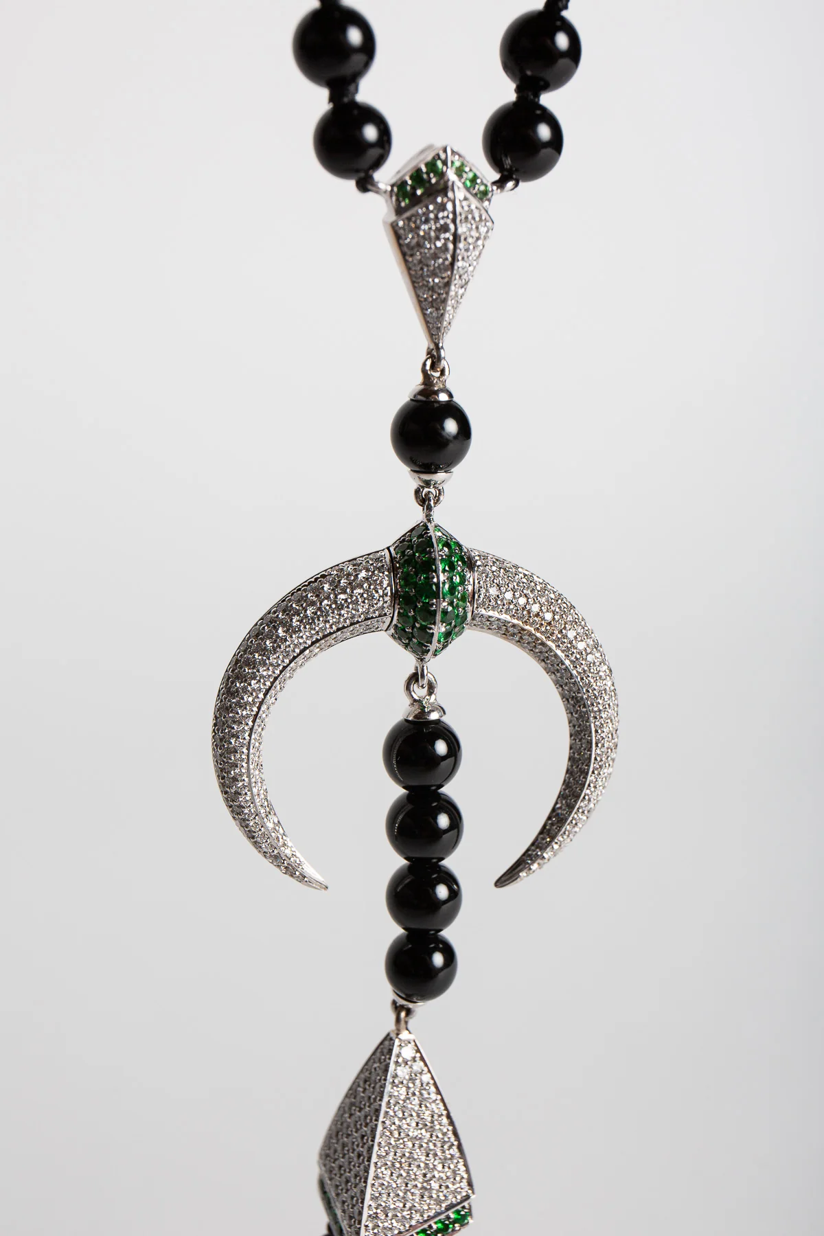 SHAUN LEANE | DIAMOND CRESCENT ONYX BEAD NECKLACE - Image 2