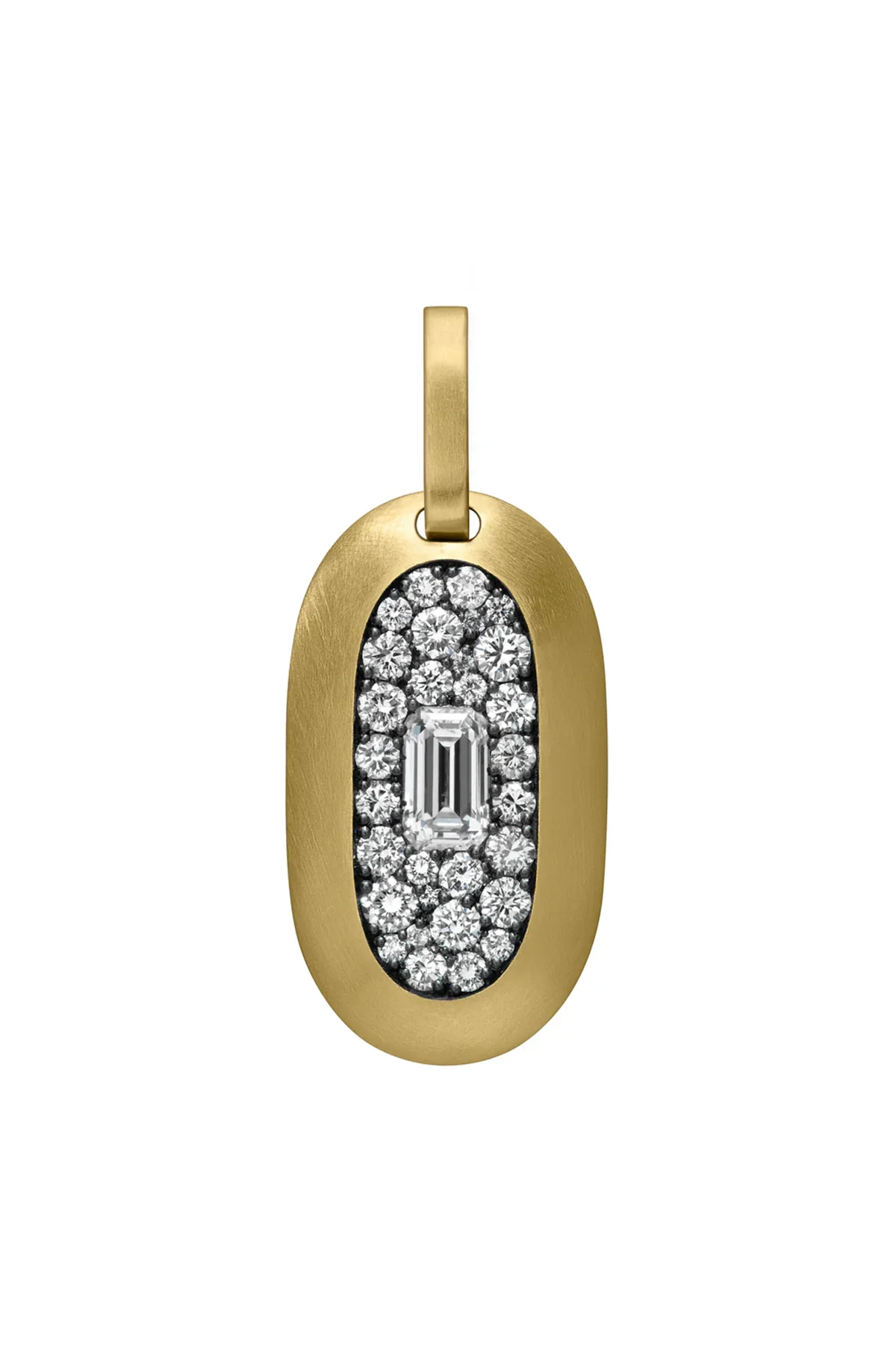 SHOLA BRANSON | LARGE CARTOUCHE DIAMOND PENDANT