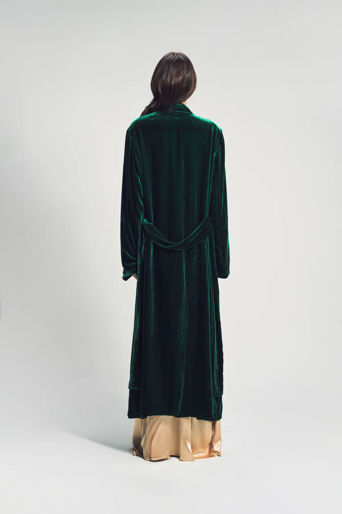 SUSAN BECKER | WOMEN'S GREEN SILK & VELVET POLKA DOT ROBE - Image 4