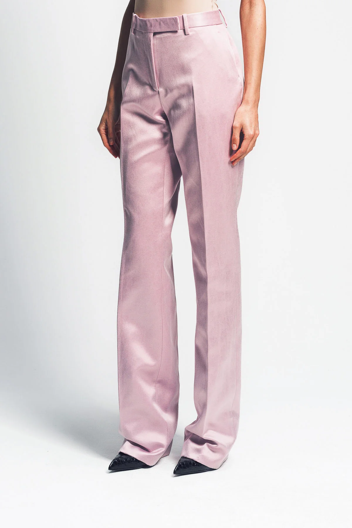 TOM FORD | WASHED COTTON SILK BLEND DUCHESSE TAILORED STRAIGHT PANTS - Image 3