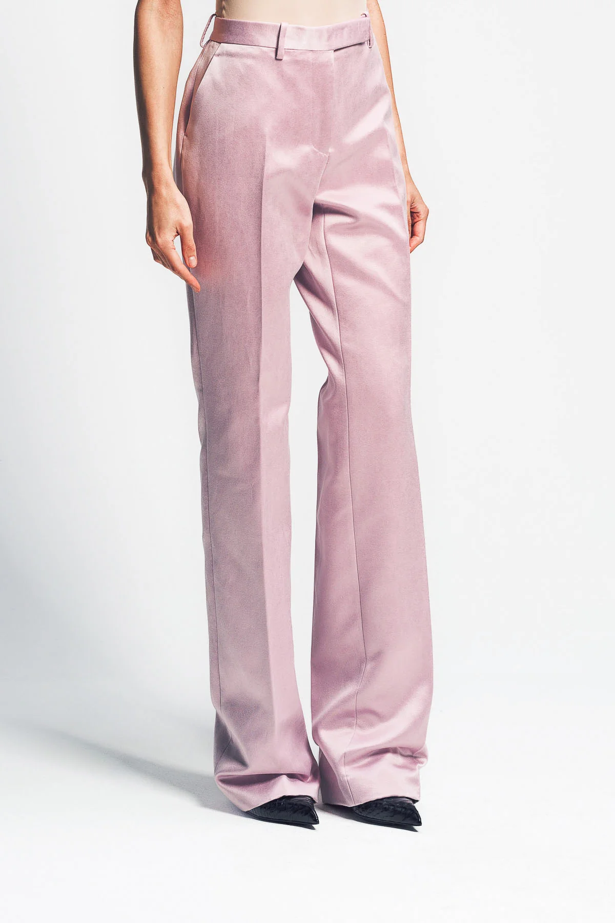 TOM FORD | WASHED COTTON SILK BLEND DUCHESSE TAILORED STRAIGHT PANTS - Image 5