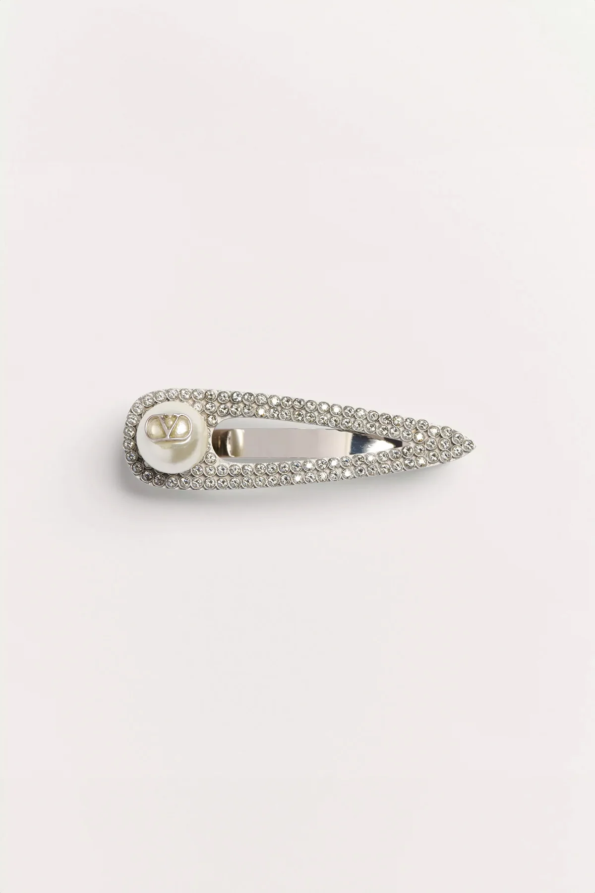 VALENTINO GARAVANI | VLOGO SIGNATURE METAL TIE CLIP WITH SWAROVSKI® CRYSTALS AND PEARL