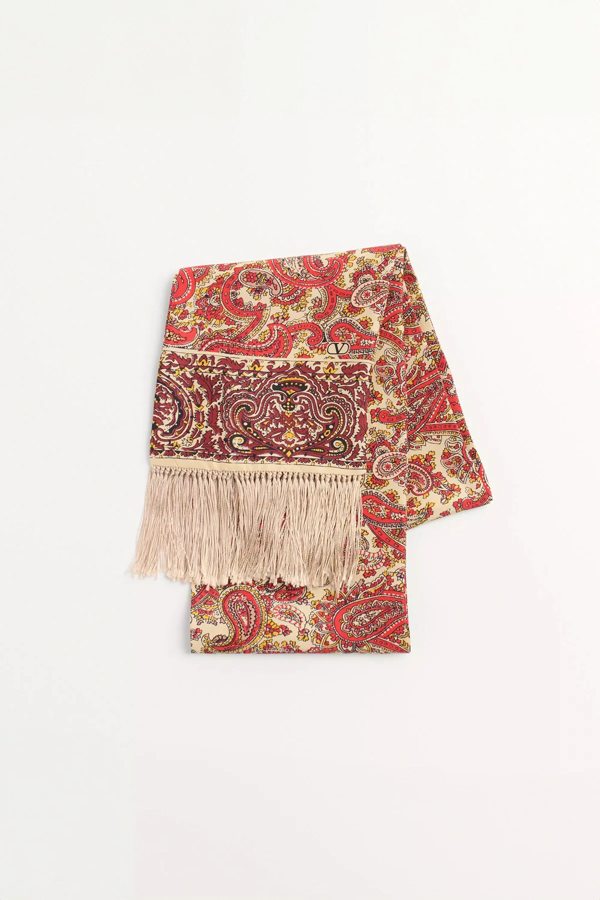 VALENTINO GARAVANI | VOYAGE IMAGINAIRE SILK BANDEAU SCARF WITH FRINGE