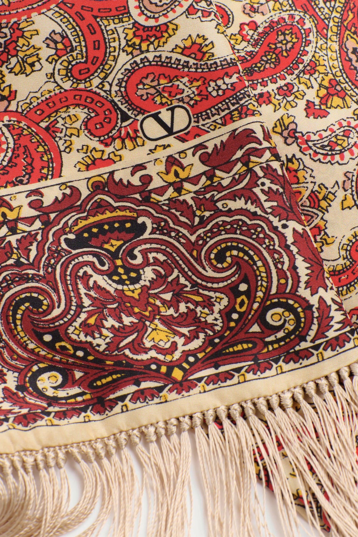 VALENTINO GARAVANI | VOYAGE IMAGINAIRE SILK BANDEAU SCARF WITH FRINGE - Image 3