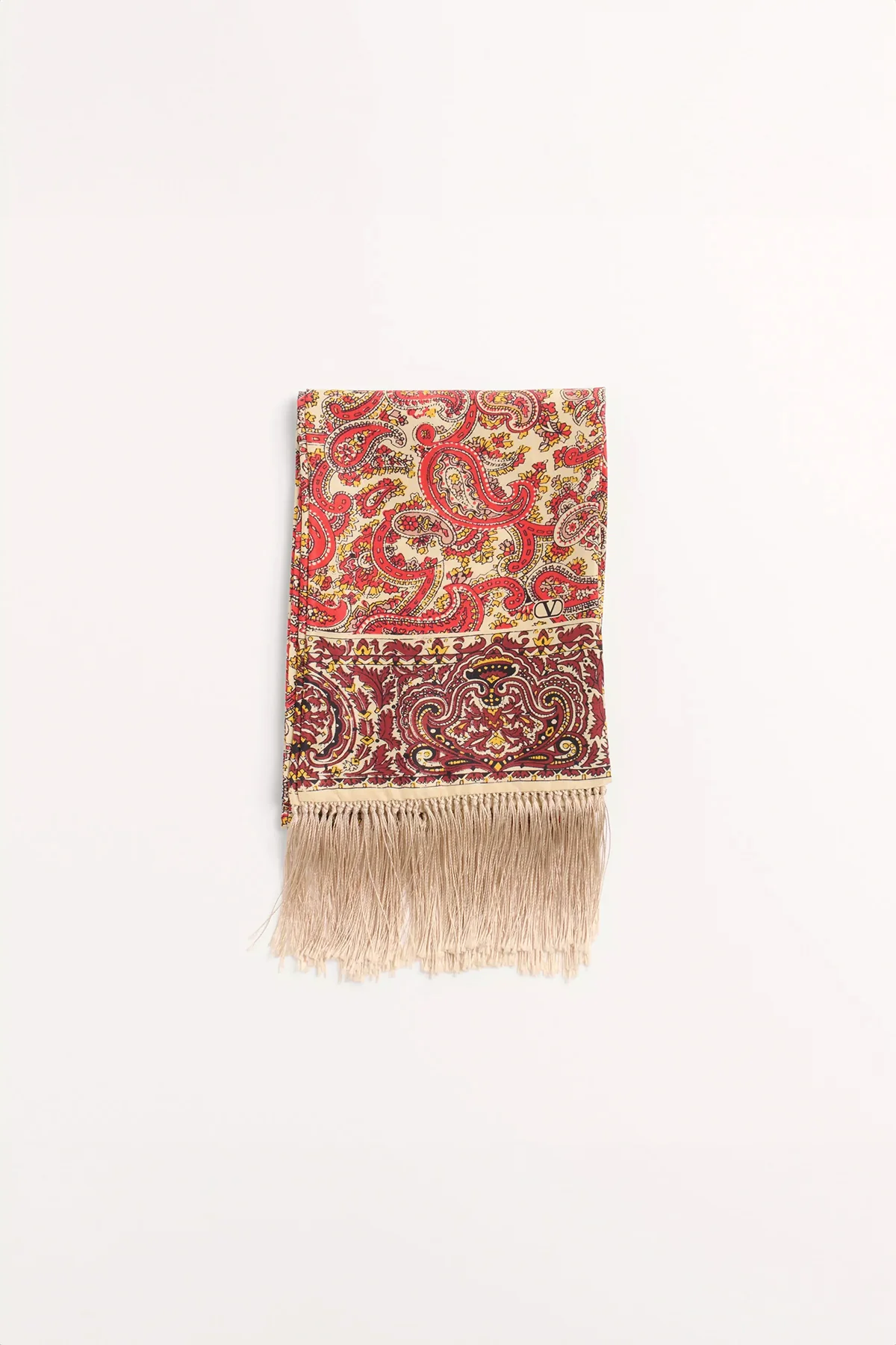 VALENTINO GARAVANI | VOYAGE IMAGINAIRE SILK BANDEAU SCARF WITH FRINGE - Image 4