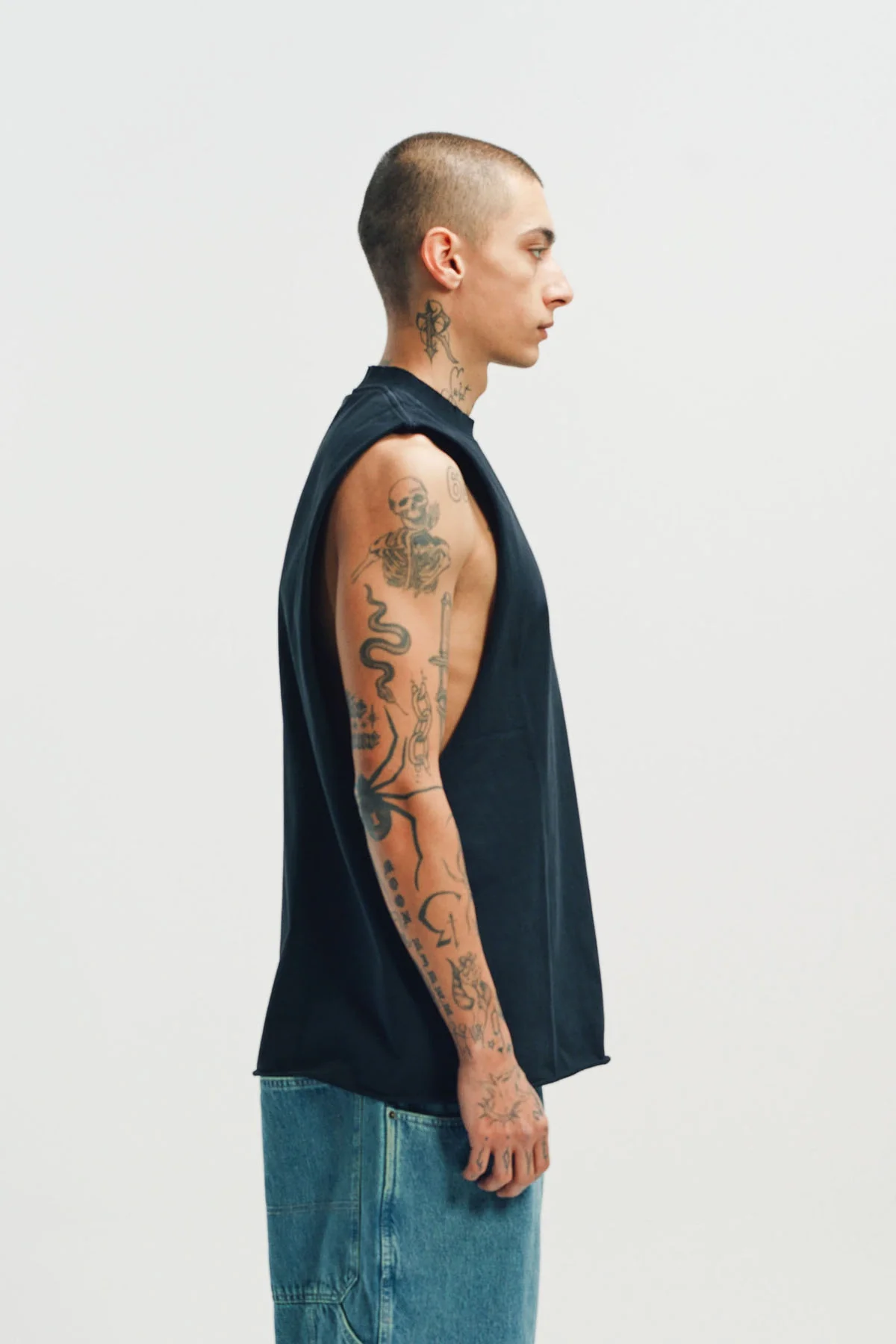 VETEMENTS | BIKER LEATHER CROSS MUCLE TEE - Image 5