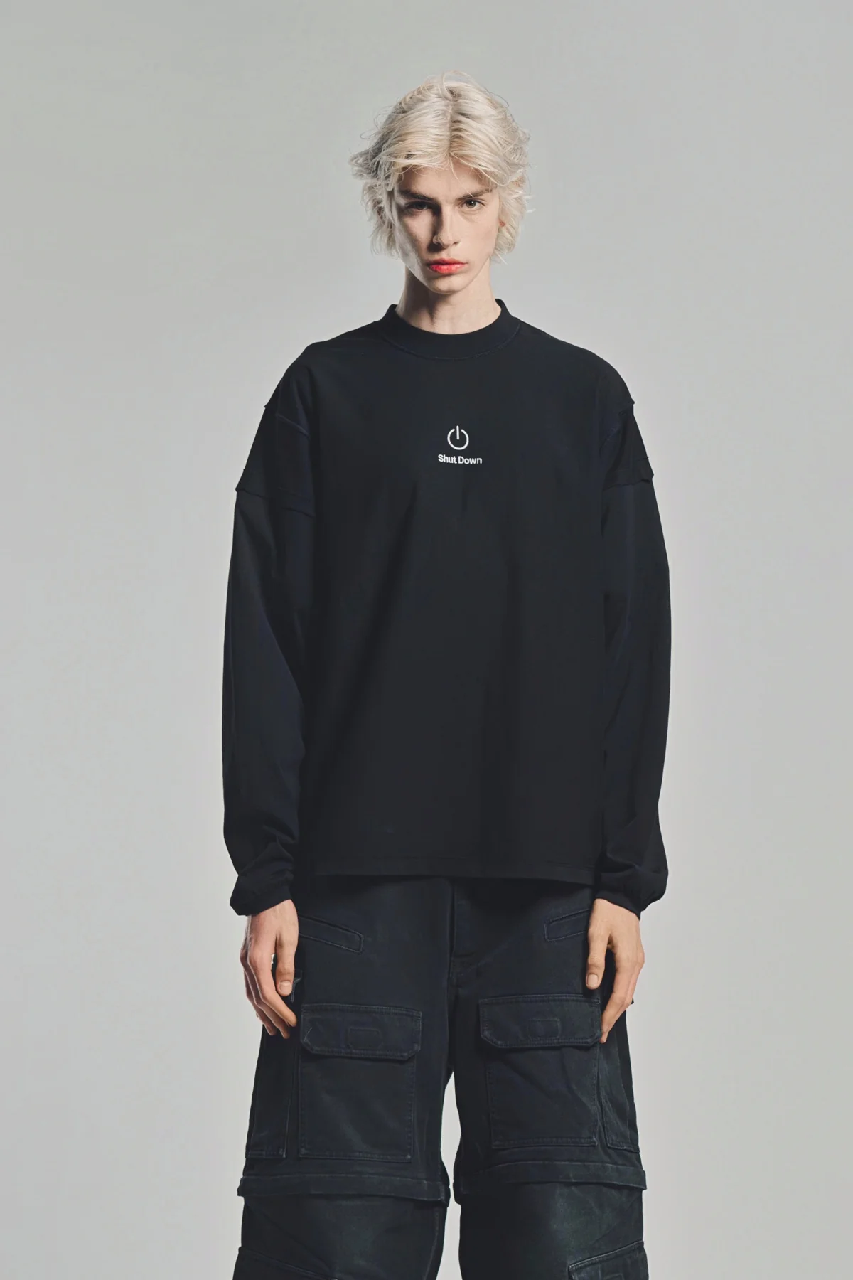 VETEMENTS | 'SHUT DOWN' EMBROIDERED REWORK LONG SLEEVE SHIRT - Image 2