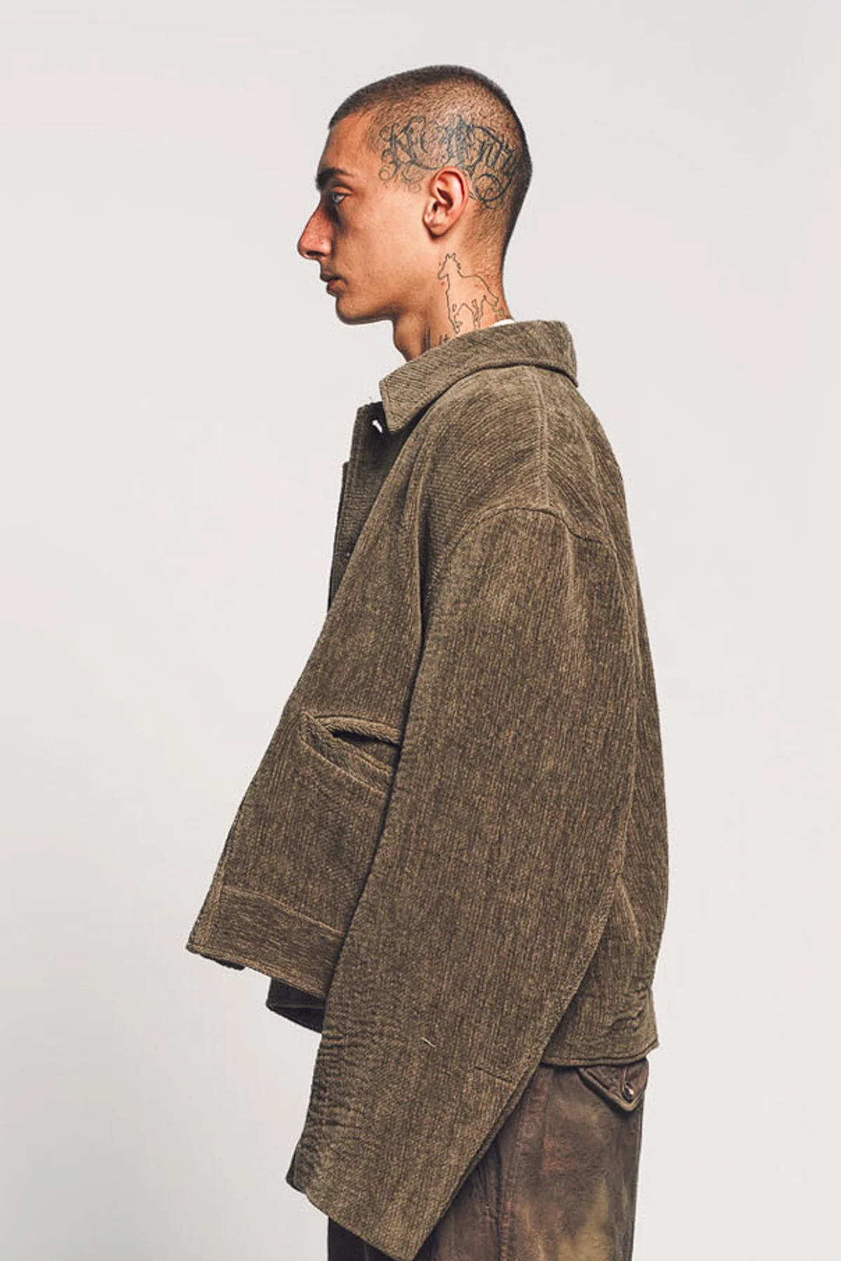 ZIGGY CHEN | CHENILLE CLOTH CROPPED WORKER JACKET - Image 3