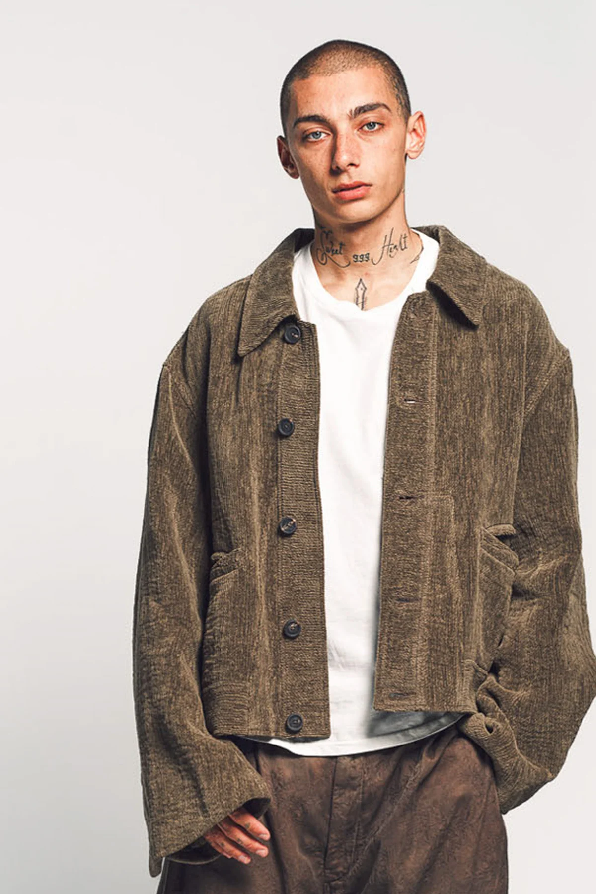 ZIGGY CHEN | CHENILLE CLOTH CROPPED WORKER JACKET - Image 5